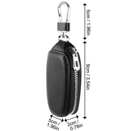 Chstarina Car Key Bag, Car Key Case, Leather Key Case with Zip and Metal Hook, Key Case Black for Men, Women, black