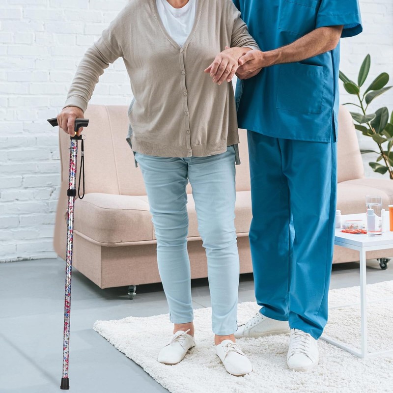 Folding Cane, Lightweight, Stick, Nursing, Men's, Women's, Fashionable, Extendable, 4