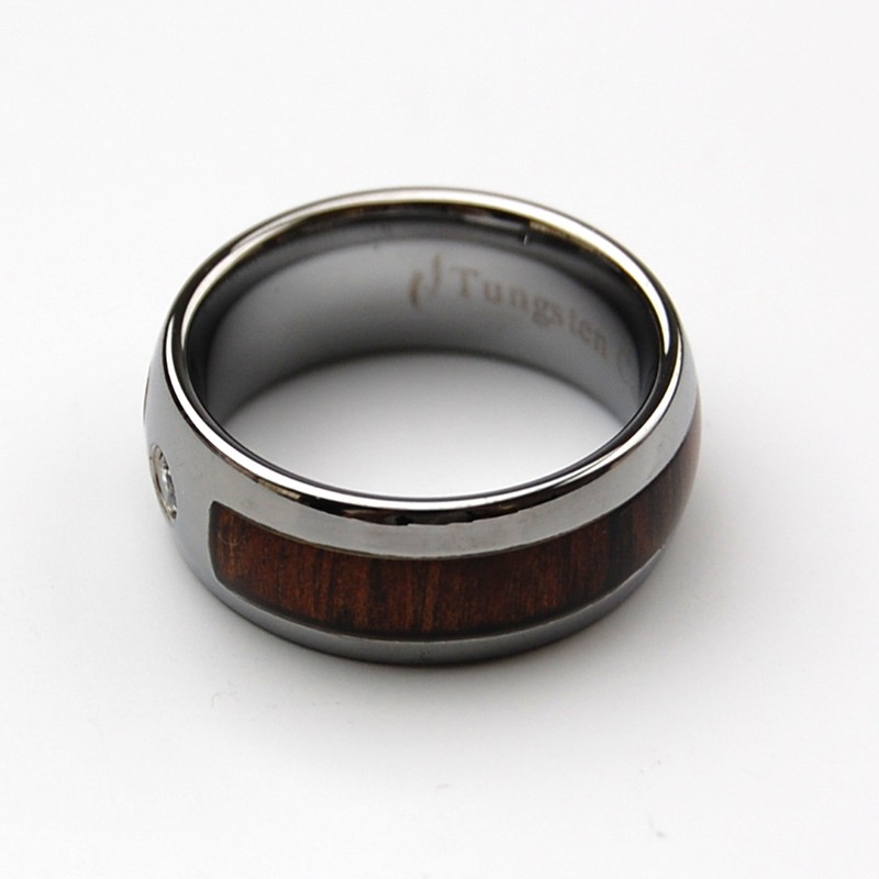 [BreezyIsland] Hawaiian Jewelry Ring, Koa Wood & Zirconia, 0.3 inch
