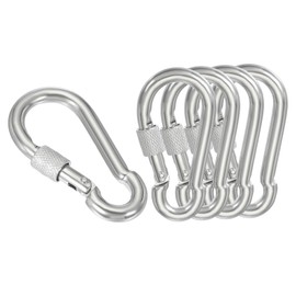 MECCANIXITY Screw Locking Clips M9 2.76 Inch,304 Stainless Steel Spring Snap Hook for Outdoor Lifting Hanging Camping Swing Hammock Hiking Quick Link Pack of 5
