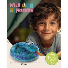 NICI Snake Cushion Round 30 cm - Green - Fluffy Cuddly Toy Cushion for Boys, Girls, Babies and NICI Cuddly Toy Lovers, Cuddly Cushion for Home, Nursery or on the Go - 61729