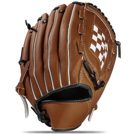 KRTOYUST® | Baseball Glove | Performance Composite Leather Baseball Mitts for Adult Youth | Baseball Softball Outfield Infield Mitts (Brown, 10.5 Inch, Right Hand Throw)