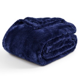 Berkshire Blanket Classic Extra-Fluffy™ Plush Throw Blanket, Soft Fuzzy Fluffy Long Hair Throw Blanket for Couch Sofa Bed, Atlantis Dark Blue, 50x60 Inches