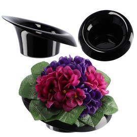 KADAX Ikebana Plastic Ikebana Vase, Flower Pot, Flower Bowl, Japanese Flower Holder for Sunflowers, Ikebana Flower Vase, Flower Arrangements (Diameter 11 cm, Crooked, Black)