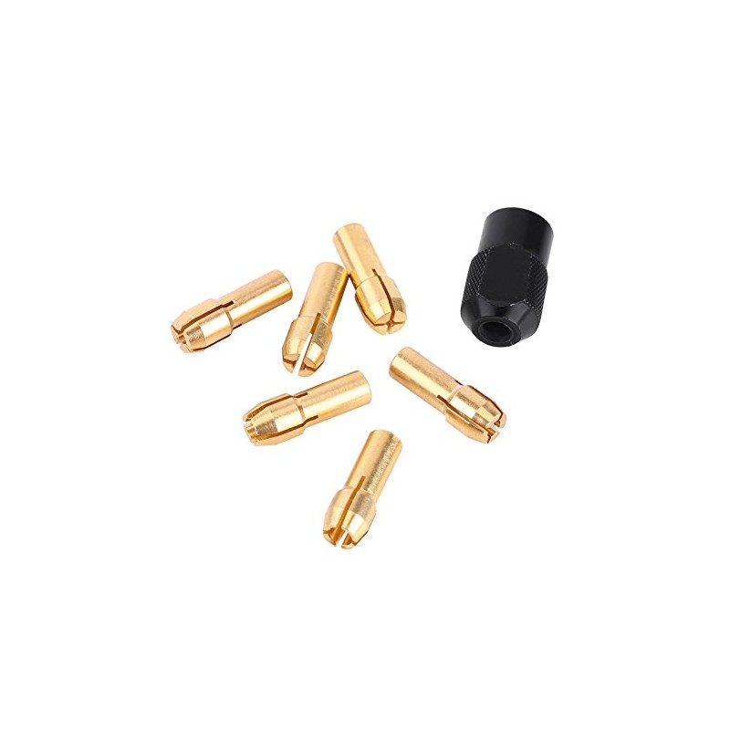 Collet Sleeves, 7Pcs Brass Chuck Collet Drill Bit Sets Nut