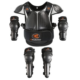 Kids Dirt Bike Chest Protector Motocross Armor Vest Elbow Guard Knee Shin Guard Pads Youth Motorcycle Protective Gear (Silver, XL:(Height:57.08"-62.99"))