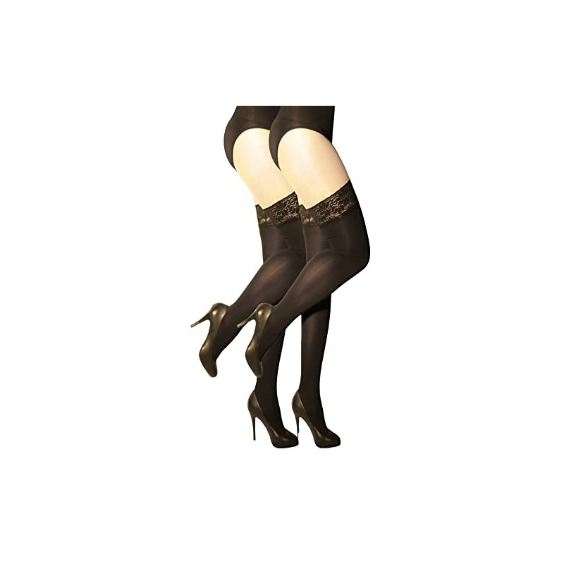 MARILYN 9cm Lace 100 Denier Opaque Hold-Up Stockings, 2 x