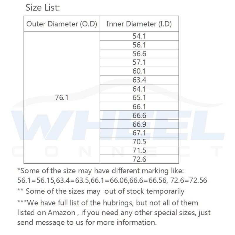 WHEEL CONNECT Hub Centric Rings,76.1 to 56.1, Set of 4,