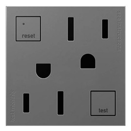 Legrand Adorne Pass & Seymour Tamper Resistant Self-Test Electrical GFCI Outlet Duplex Receptacles, 15A, Magnesium Finish, AGFTR2152M4