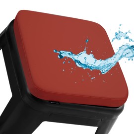 BUYUE Enhanced Anti-Slip Magnetic Bar Stool Cushion 1 Piece, Luxury PU Leather Waterproof Small Seat Cushion for Café Bistro Stackable Metal Stool (Square, Red, 1)