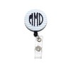 Monogrammed Blue Seersucker with Your Letters Badge Reel Retractable for