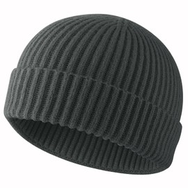 ROYBENS Swag Wool Knit Cuff Short Fisherman Beanie for Men Women, Winter Warm Hats