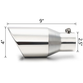 LCGP 2.5 Inch Inlet Exhaust Tip,2.5" x 4" x 9" Polished Exhaust Tailpipe Tip for Truck With Bolt On Design