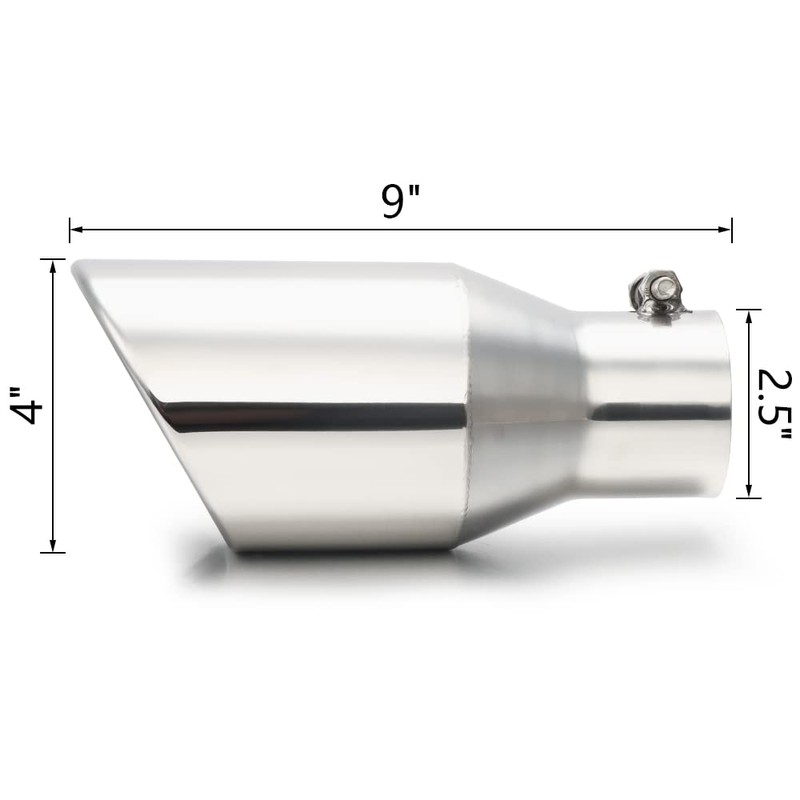 LCGP 2.5 Inch Inlet Exhaust Tip,2.5" x 4" x 9"
