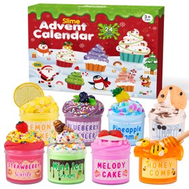 Advent Calendar 2025 - Christmas Countdown Calendars - 24 Days of Surprises with DIY Clay Slime Kit - Funny Toys Gifts for Kids Teens Girls Boys Toddler 4 5 6 7 8 9 10 11 12 Year Old