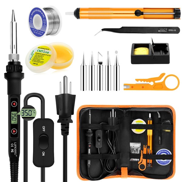 LJPXHHU Soldering Iron Kit 80W LCD Adjustable Temperature 180-520 Solder