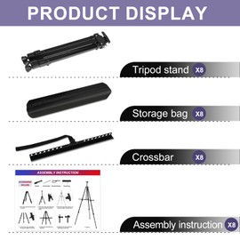 AROIC Art Painting Artist Easel Stand, Painting Display Easel Stand,Portable Adjustable Iron Tripod Display Stand with Bag, Height from 20 to 66 in for Table-Top/Floor Drawing and Displaying(8 Pack)