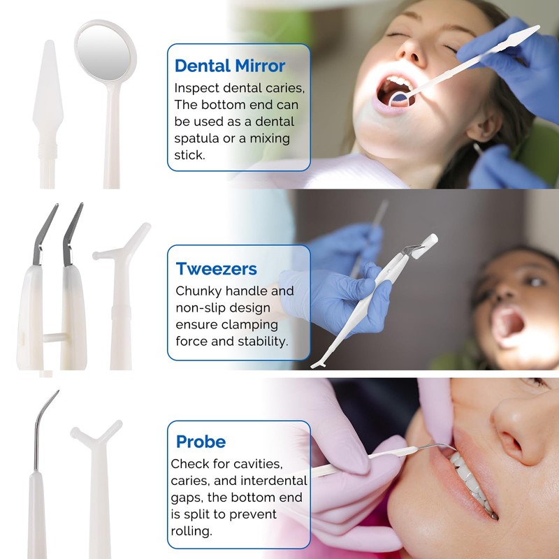 JMU 180 Pack Disposable Dental Examination Kit, 3Pcs Basic Instruments