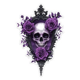 2pcs 3.54"x5.51", Gothic Style Purple Rose & Skull Waterproof Vinyl Car Decals for Windows, Bumper, Exterior Decorative Accessories, Blocking Scratches Stickers | #CZ185