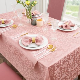 HommxJF 8 Pieces Scroll Damask Jacquard Coral Gold Placemats,13 x 19 inch Protect Surface Heat and Stain Resistant Dinner Mats