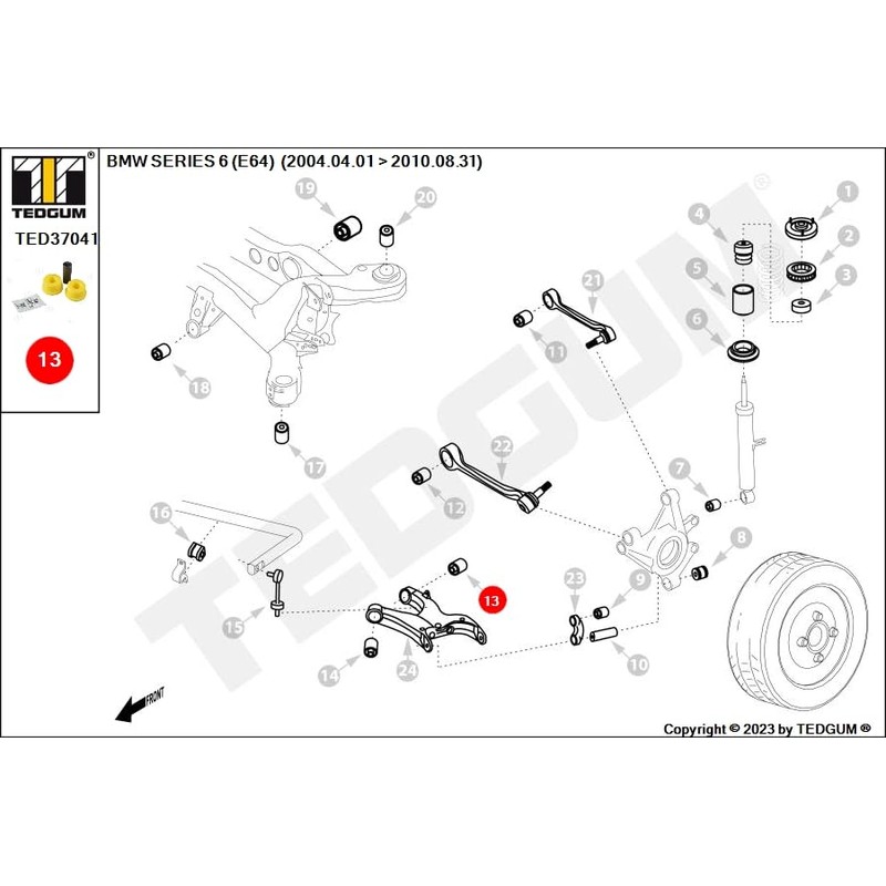 TEDGUM TED37041 POLYURETHANE BUSHING REAR LOWER CONTROL ARM (TO BODY)