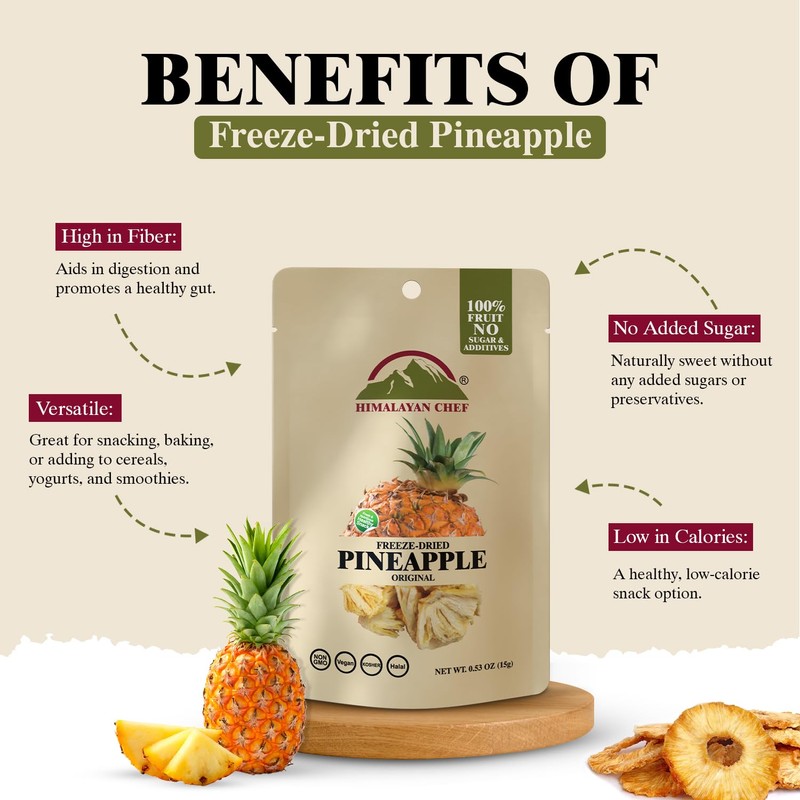 Himalayan Chef Freeze-Dried Fruit – 15g/Each Freeze-Dried Pineapple | Organic