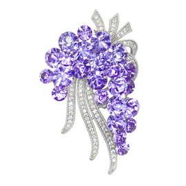 SinglinArt Flower Brooches and Pins for Women Girls Purple Rhinestone Crystal Jewelry