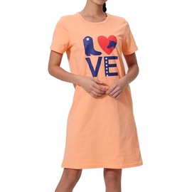 In One Clothing - Girls' Nightdress with Short Sleeves, Soft Singley Jersey Made of 100% Cotton, with Horse Motifs, Apricot - Love Horses