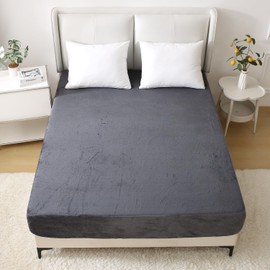 Nokolulu Velvet Twin XL Fitted Sheet Only - Ultra Soft Fuzzy Fleece Fitted Bottom Sheet - Plush Fluffy Cozy Flannel Sheet Twin XL - 16" Extra Deep Pocket (Dark Grey, 39"x80")