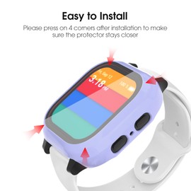 OWKEY Compatible with Gabb Watch Screen Protector, 2Pack Tempered Glass Screen Protector & Hard PC Protective Bumper for Kids (NOT Compatible with Gabb Watch 3)