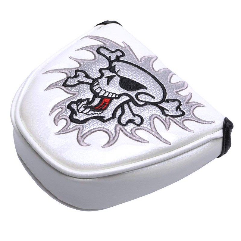 PLUSKER Skull Golf Mallet Putter Cover Magnetic Closure Creative White