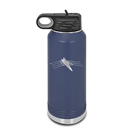 Row Laser Engraved Water Bottle Customizable Polar Camel Stainless Steel with Straw - rowing sculling crew scull Navy Blue 32 oz