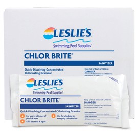 Leslie's Chlor Brite Pool Shock for Swimming Pools, Spas, and Hot Tubs - Granular Stabilized Sodium Dichlor Sanitizer - 12 x 1 Pound Bags LPM 18750