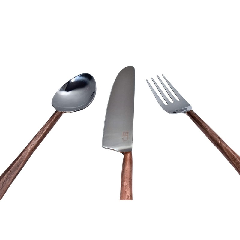 Bold & Divine Ridge Copper Designed 4pcs Flatware Cutlery Set