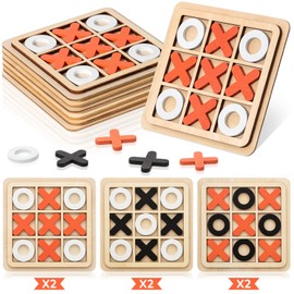 Meooeck 6 Pieces Wooden Tic Tac Toe Game for Kids Mini Board Game XO Chess Board Game Family Children Puzzle Game Educational Toys for Kids, Birthday Party Favors, Goody Bag Stuffers