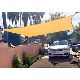 Euchirus Sun Shade Sail Canopy 6' x 8',Rectangle Shade Cloth UV Block Sunshade Fabric - Outdoor Cover Awning Shelter for Pergola Backyard Garden Yard (Sand Color)