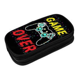 Perinsto Game Theme Pencil Case Big Capacity Multi Compartment Stationery Box Gaming Gamepad Pencil Pouch Holder Desk Organizer For School Office Home