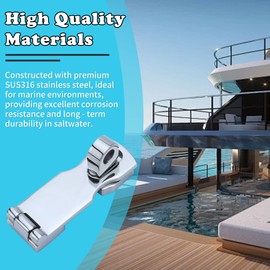 Marine Grade Door Hasp Anti-Rattle Boat Latches with Turning Padlock Eye Mount, 316 Stainless Steel Marine Hatch Latch Boat Heavy-Duty - Yacht & Boat Hardware - Pack of 1