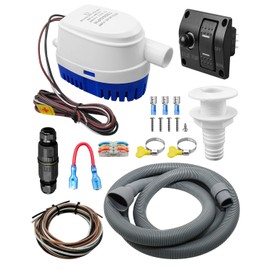 1200 GPH Automatic Boat Bilge Water Pump 12V with 3 Way Pump Switch Panel, 3-meter Extension Cable, 1-1/8 Inch Dia Bilge Pumps Plumbing Kit Ideal for Fishing Boats Cruisers Runabouts Yachts