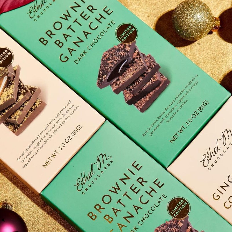 Ethel M Chocolates Holiday Brownie Batter Ganache Dark Chocolate Gourmet
