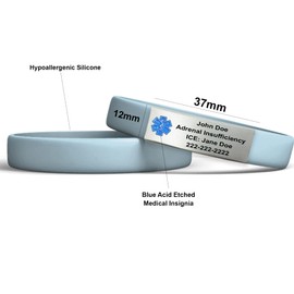 Performance IDs Medical Alert Bracelet - Medical Alert Bracelet Women - Medical Alert Bracelet Men - Medical ID Bracelet (Large 8 3/8, Light Blue)