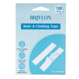 Brivlon 100 Strips Double Sided Tape for Fashion and Clothes for Clothes, Fabric Tape to Skin, Strong Adhesive Body Tape, Clear Transparent for All Skin Shades