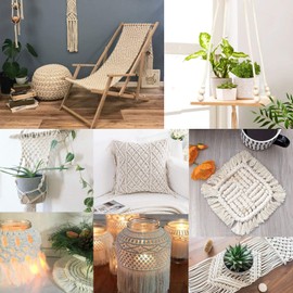 ANYWELL White Macrame Cord 3mm x 218 Yards, 656ft Corde Macramé, Colored Macrame Rope, Cotton Cord, Handmade Soft 4-Strand Twisted Cotton Rope, Wall Hanging, Plant Hanger, DIY Craft Making, Knitting