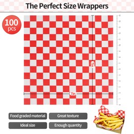 PANKQQ 100Pcs Deli Paper Sheets, Ultra Grease Resistant Wax Paper Sheets for Food 7x7", Premium Sandwich Wrapping Pa-per at School Lunches, Perfect Food Basket Liners for BBQ and Festival