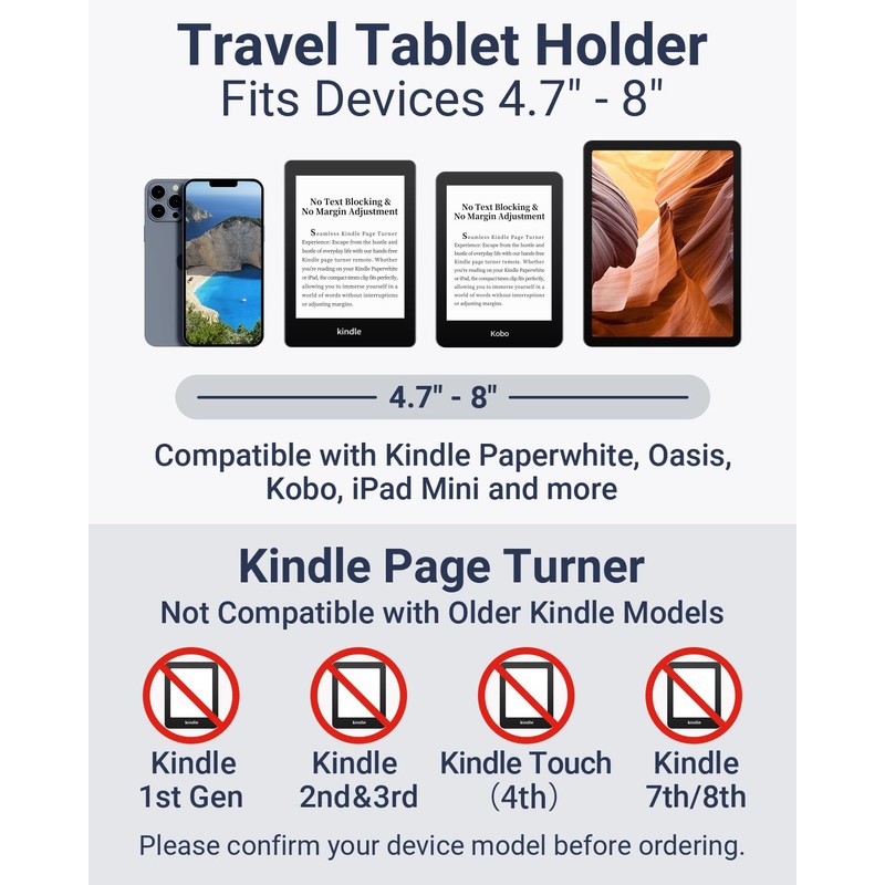 Kindle Travel Stand with Remote Page Turner – Foldable Kindle