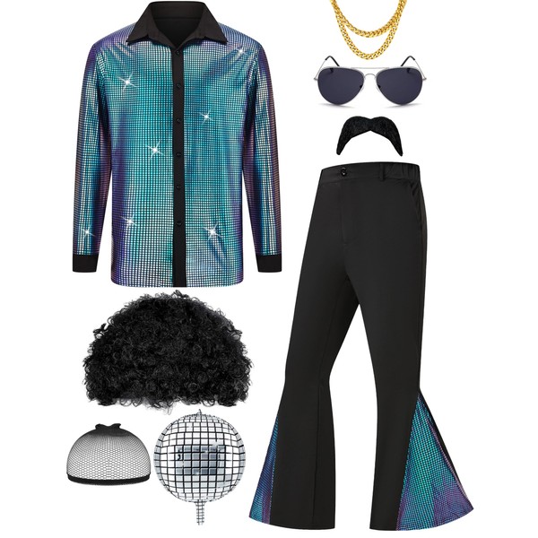 Lydoesy 70s Disco Outfit for Men 70s Costume with Retro