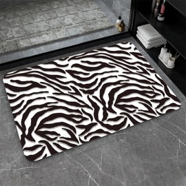 ZHUZHISHAN Diatomaceous Earth Bath Mat,Black and White Zebra Print Non-Slip Volume Super Absorbent Fast Drying for Bathroom Kitchen Door mat,Eco-Friendly Easy to Clean 16×24Inch (40 * 60cm)