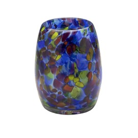 Votive Candle Holder. Hand Blown Art Glass in Lapis Blue Magic Mix -"Starry Night". Made in Seattle. Artist Dehanna Jones.