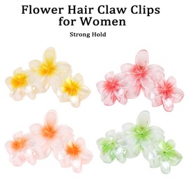 Hawaiian Flower Hair Clips Large Matte Hair Claw for Women Non-Slip Strong Hold Clips for Thick Hair, Hair Accessories for Women and Girls ，Yellow，Orange，Red，Green