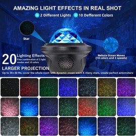 20 Lighting Effects Galaxy Projector, Large Projection Star Projector Music Speaker, Remote Control Galaxy Light, Timer Night Light Projector for Kids Adults, Led Sky Light Projecter for Bedroom Gifts